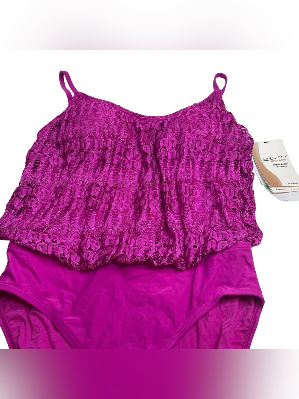 Contours by Coco Reef Amaris Lace One Piece Swimsuit Magenta Size 10 / 34C/D New - Picture 3 of 8